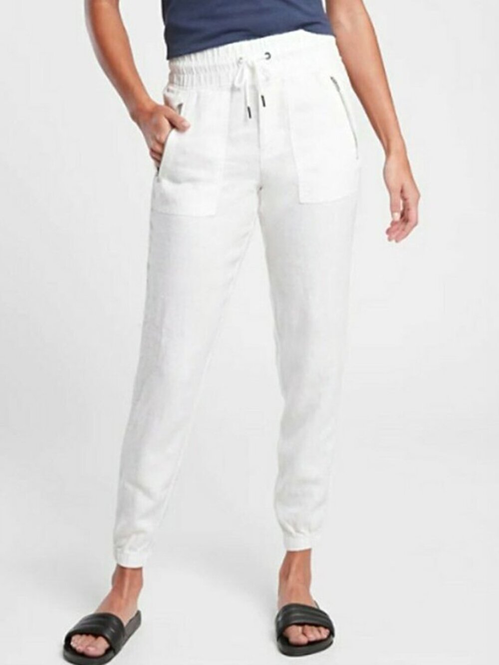 Athleta White Cabo Linen Jogger Pants Size 2